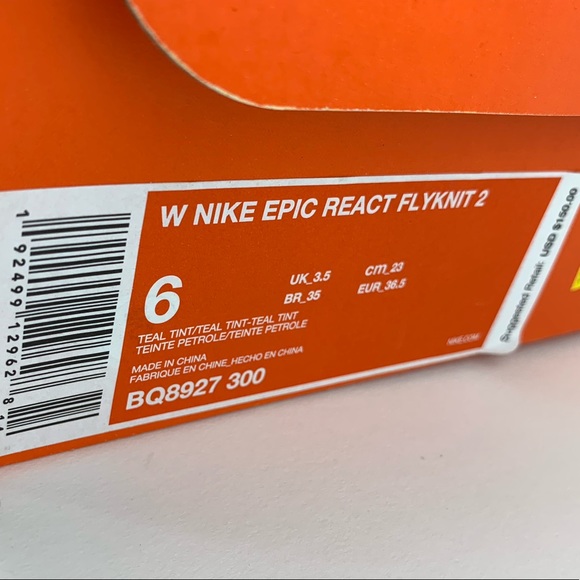 NEW Nike Epic React Teal Tint Sneakers Women’s - Picture 8 of 8